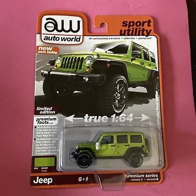 2013 Jeep Wrangler Moab Gecko Green Auto World Die-cast 1:64 • $7