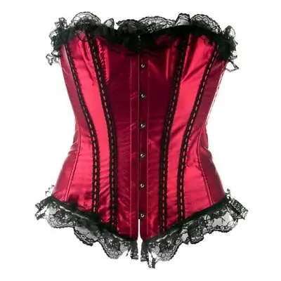 £19.99 • Buy Pink Corset Top Size 10 Sexy Overbust Burlesque Basque Lace Up Back Bustier