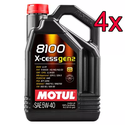 [Case Of 4] Motul 8100 X-Cess Gen2 Full Synthetic 5W-40 Engine Motor Oil 5L • $174.88