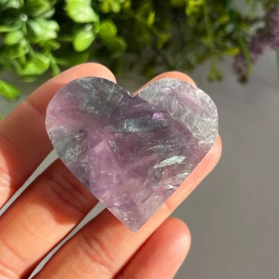 £19.99 • Buy Stunning Rainbow Fluorite Crystal Flashy Heart Imperfect Surface 43g - 5.3cm