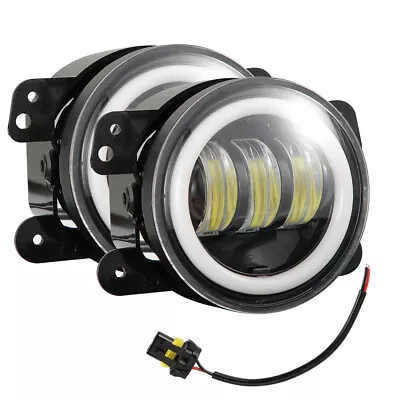 $28.71 • Buy Pair 4 Inch Round LED Fog Lights Driving Lamps Halo For Jeep Wrangler JK TJ LJ