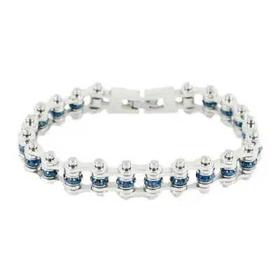 Ladies Birthstone September Bike Chain Bracelet Imitation Sapphire 171 • $31.95