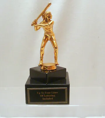 Vintage Gold Metal Baseball Female Batter  Trophy Top Tops Trophy Parts Metal #2 • $19