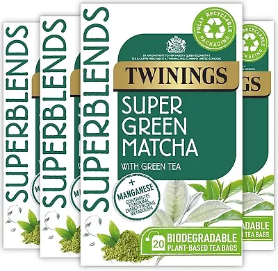 Twinings Super Green Matcha Tea  4 Boxes X 20 Bags       FAST DELIVERY • £13.10