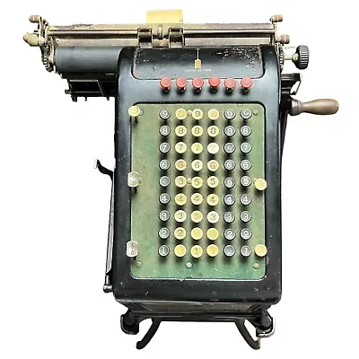 Rare Antique BURROUGHS Mechanical Adding Machine Calculator With Cast Iron Stand • $129