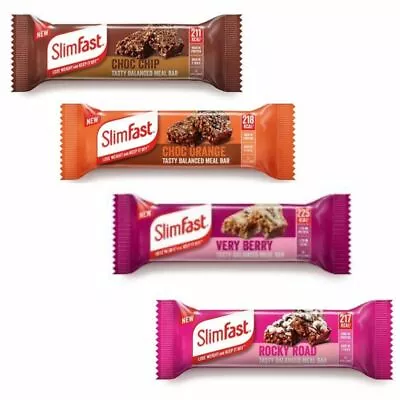 £14.99 • Buy Slim Fast 4 X 60g Meal Bars - Choc Chip, Choc Orange, Rocky Road And Very Berry 