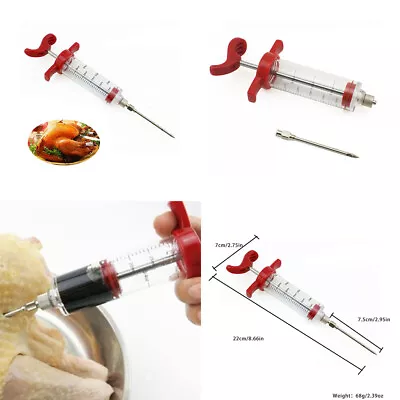 US 1-2 Pack Plastic Food Marinade Injector Syringe Screw-on Meat Needle BBQ • $7.69