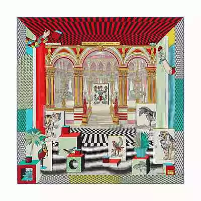 $475 • Buy Authentic Hermes Silk Scarf 90cm Grand Theatre Noveau Rouge Vert Multicolor
