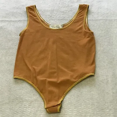 VTG Vera Cristina Womens Bodysuit Size M Brown Organic Cotton Scoop Neck  NWT • $20.29