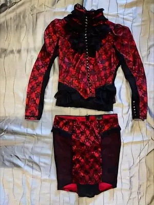 Vintage Lip Service Red And Black Lace Miniskirt And Top Size XL Rare Blacklist • $110