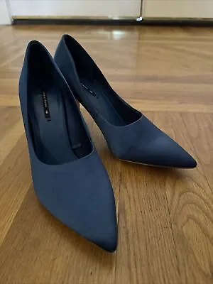 Zara Basic High Heels Size 38 Blue Size 7 US Satin • $35