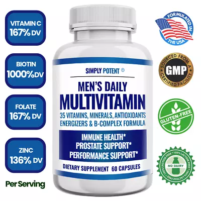 Daily Multivitamin For Men With Minerals Antioxidants Vitamins A B Complex C D E • $19.99