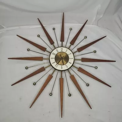 VTG Mid Century Modern Elgin 30.5  Starburst Sunburst Wall Clock Retro 1960's • $499.99