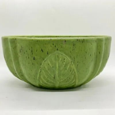 Haeger Pottery Planter Lime Green Speckled Oval Leaf Vintage USA 231 Vase Boho • $14.99