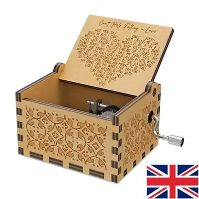 Gift Can't Help Falling In Love Wooden Engraving Vintage Hand-Cranked Music Box • £5.88