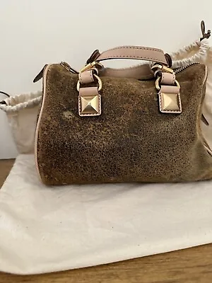 Michael Kors Distressed Brown Suede/leather Top Handle Sachet Bag • $24.99