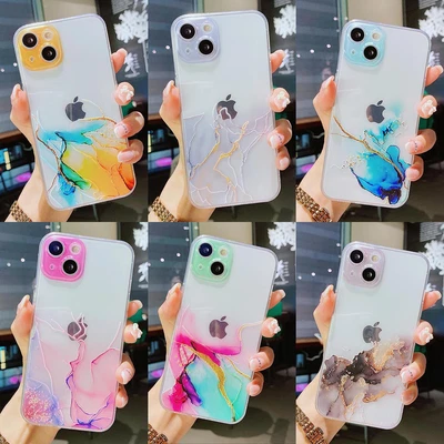 $9.34 • Buy For IPhone 14 Pro Max 13 12 11 XS XR 7 8+ SE3 Marble Clear TPU Slim Case Cover