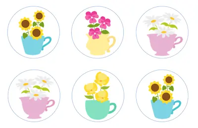 Floral Tea Party Edible Cupcake Toppers Decoration (FlowersBridal Mothers Day) • $7.95