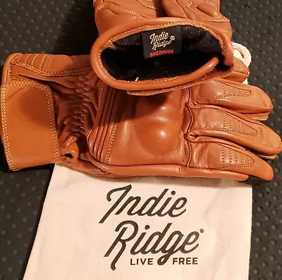 Indie Ridge The Golden Glove Motorcycle Riding Half Gauntlet Full Leather Gloves • $77.77