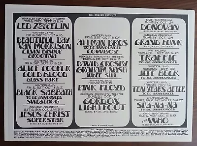 BILL GRAHAM PRESENTS Original Concert Poster Randy Tuten Led Zeppelin Pink Floyd • $189.95