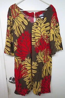 Manuhealii Hawaiian Women Mid Sleeve  Dress Size Large Excellent • $79.50