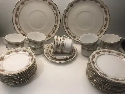 Victorian Floral Pattern Vintage Teaset Sandwich Cups Saucers Plates For 10 / 12 • £15