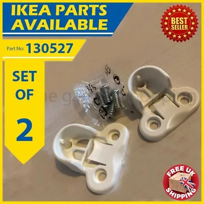 130527  X 2 ORIGINAL IKEA WHITE PAX Wardrobe Brackets Clips For Rail + Screws • £3.50
