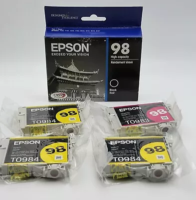 Epson 98 High Capacity  Black/Yellow/Magenta Ink Cartridge Lot Of 5 • $35.91