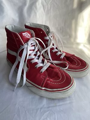 Vans Off The Wall High Top Classic Red White Skateboard Men Size 5 Women's 6.5 • $24.99