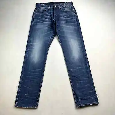 G-Star Raw 3301 Jeans Mens 30x32 Blue Denim Slim Fit Tapered Leg Dark Stone Wash • $29.99
