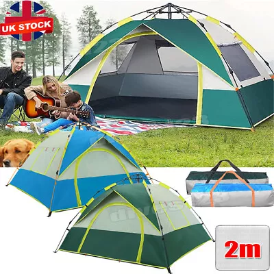 3-4 Man Full Automatic Instant Pop-Up Camping Tent Family Outdoor Hiking Shelter • £34.99