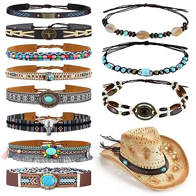 12 Pcs Cowboy Hat Band Replacement Handmade Ethnic Western Hat Belts With Novel • $31.86