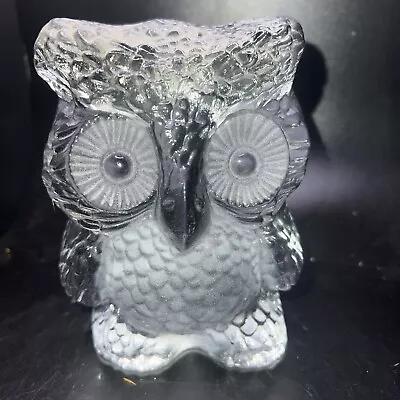 Viking Glass 6  Hand Made Clear Glass Vintage Owl Figurine Paperweight  • $29.99