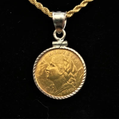 $359 • Buy Swiss 10 Francs 1922 Gold Coin Goldwear Necklace 