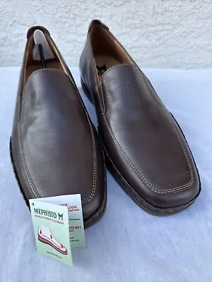 Mephisto Brown Leather Loafers Cool-Air Shoes Slip-On Rubber Soles Men’s Size 8 • $39.99