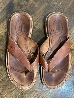 Vintage Timberland Men's Brown Leather Thong Sandals Size 11M • $29