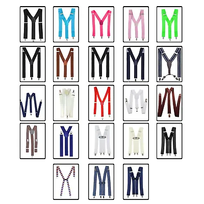 Adjustable With Metal Clip Elasticated Jeans Suits Mens Suspenders Braces 35mm • £5.79