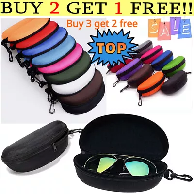 Portable Zipper Eye Glasses Sunglasses Hard Case Box Protector Hold Gift Large-U • £3.87