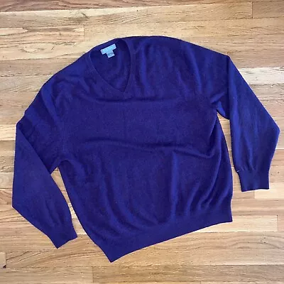 Daniel Cremieux 100% Cashmere Purple Donegal V-Neck Pullover Sweater - Men's XL • $36