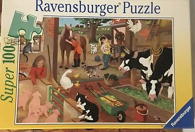 Ravensburger Super 100 Puzzle Daily Routine In The Stable  Farm Barn Complete • $14.99