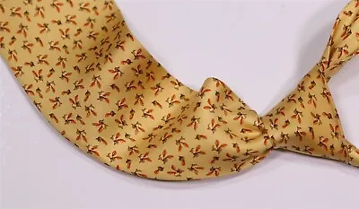 Salvatore Ferragamo Yellow Fall Acorns Leaves Silk Necktie Tie • $25
