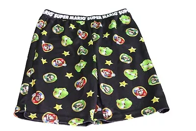 Jacquard Waist Super Mario Yoshi Luigi Black Boys Pajama Shorts 6 • $14.99