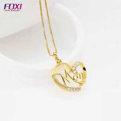 Valentines Necklace With Gold Heart Mom Pendant • $12.95