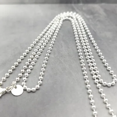 $135 • Buy Tiffany & Co. 925 Sterling Silver 2.5mm Ball Bead Beaded 30' Inch Chain Necklace