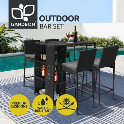 Gardeon Outdoor Bar Set Table Stools Furniture Dining Chairs Wicker Patio Garden • $399.95