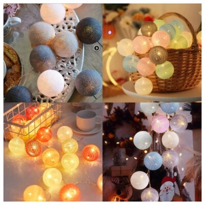 £7.19 • Buy 3M/6M 20/40PCS LED String Lights Battery Powered Cotton Ball For Wedding Party