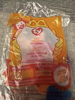 Lips The Fish McDonald's Ty Teenie Beanie Babies 2000 #1 New Sealed Happy Meal • $4