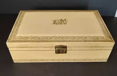 Vintage MELE Musical Jewelry Box With Key Red Velvet Lined 12.25 X 8 X 3.5 • $24.95