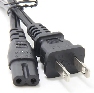 US USA American Figure Of 8 Mains Power Cable C7 2 Pin AC Lead Fig Eight Plug • £4.35