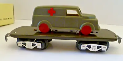 Modern Marx 6  8 Wheel Tin Army Flatcar W O.D. Ambulance Exc In Box Model 4184 • $49.99